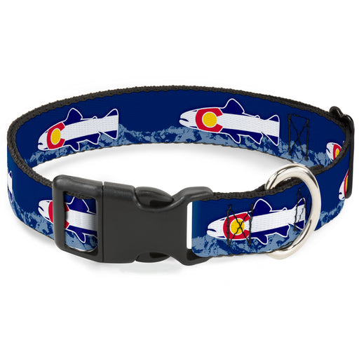 Plastic Clip Collar - Colorado Trout Flag Blue/White/Red/Yellow Plastic Clip Collars Buckle-Down   