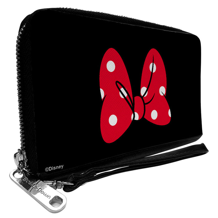 Women's PU Zip Around Wallet Rectangle - Minnie Mouse Bow Polka Dot Black Red White Clutch Zip Around Wallets Disney   