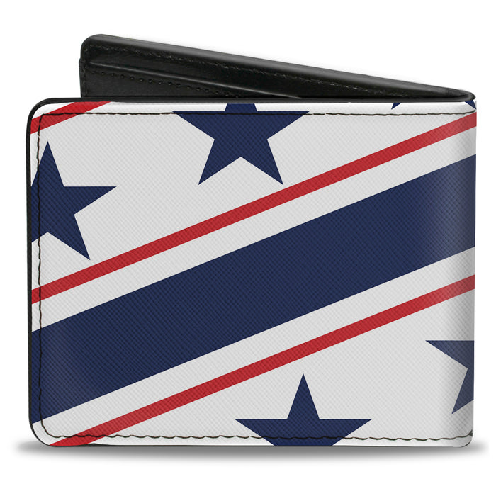 Bi-Fold Wallet - Americana Diagonal Stars & Stripes White Red Blue Bi-Fold Wallets Buckle-Down   