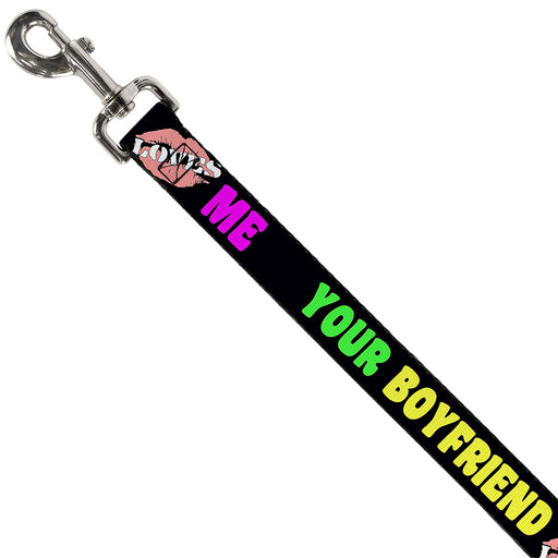 Dog Leash - YOUR BOYFRIEND LOVES ME w/Kiss Black/Neon Dog Leashes Buckle-Down   