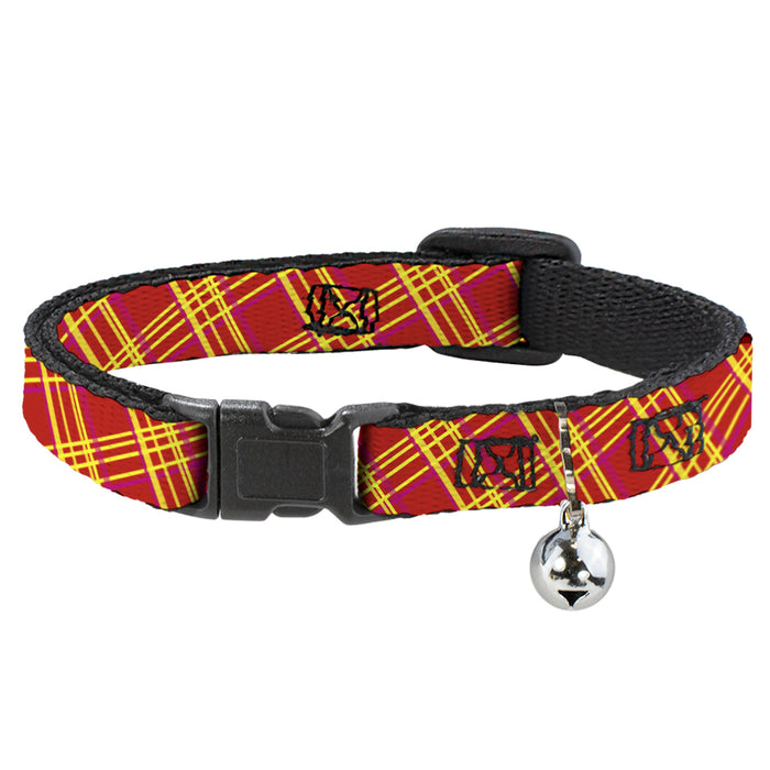 Cat Collar Breakaway - Plaid X4 Fluorescent Oranges Pinks Yellow Breakaway Cat Collars Buckle-Down   