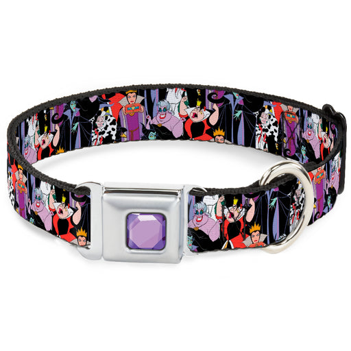 Princess Gem CLOSE-UP Full Color Purple Seatbelt Buckle Collar - 5-Disney Villains Stacked Seatbelt Buckle Collars Disney   