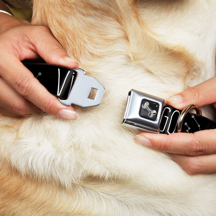 Dog Bone Seatbelt Buckle Collar - Zodiac VIRGO/Constellation Black/White Seatbelt Buckle Collars Buckle-Down   