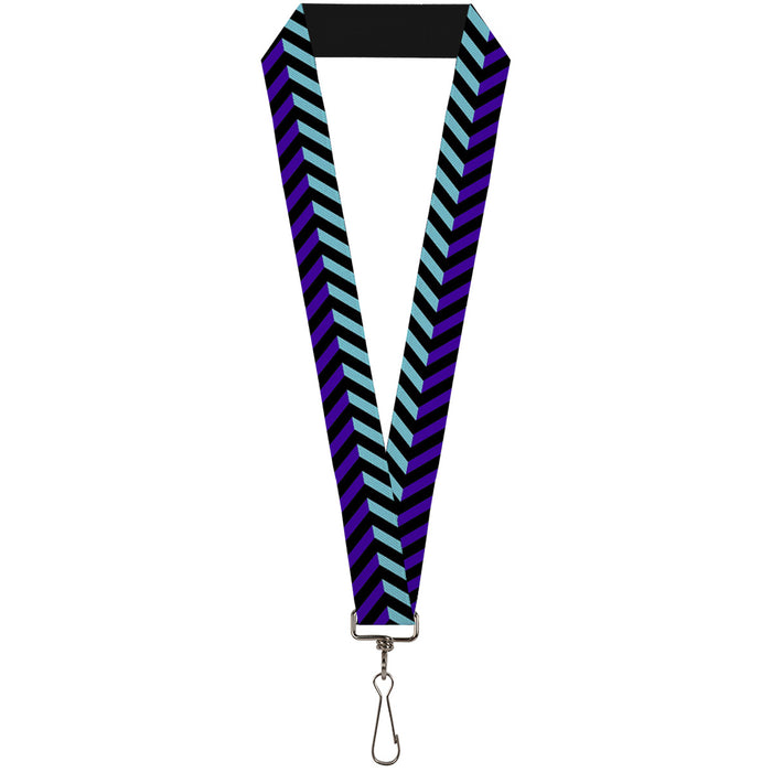 Lanyard - 1.0" - Chevron3 Split Turquoise Purple Black Lanyards Buckle-Down   