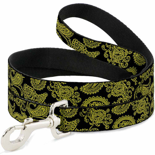 Dog Leash - Paisley Black/Neon Yellow Dog Leashes Buckle-Down   