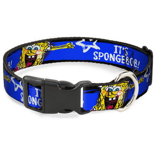 Plastic Clip Collar - SpongeBob Pose IT'S SPONGEBOB! Stripe Black/Blue/White Plastic Clip Collars Nickelodeon   