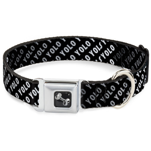 Dog Bone Seatbelt Buckle Collar - YOLO Diagonal Black/Gray/White Seatbelt Buckle Collars Buckle-Down   