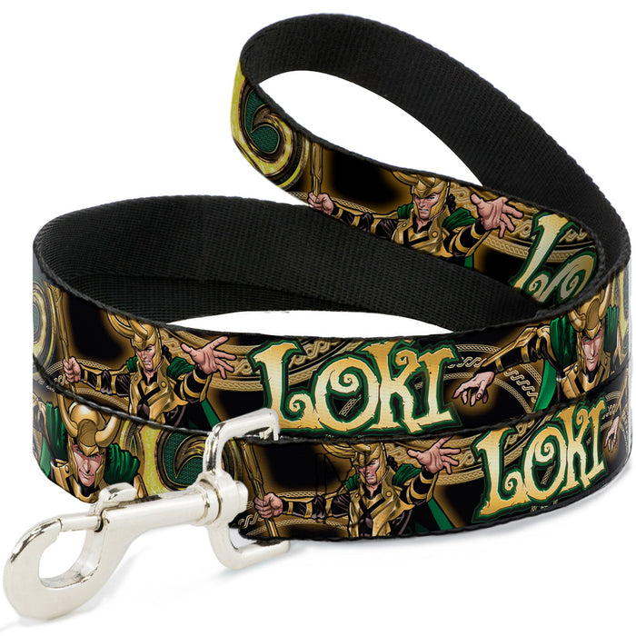 Dog Leash - LOKI Poses Black/Gold/Green Dog Leashes Marvel Comics   
