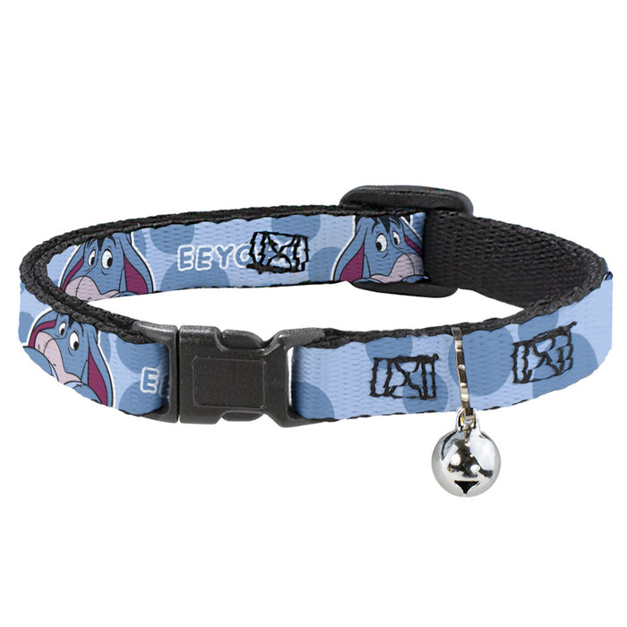 Cat Collar Breakaway with Bell - Winnie the Pooh Eeyore Text and Expression Close-Up Dot Blues Breakaway Cat Collars Disney   