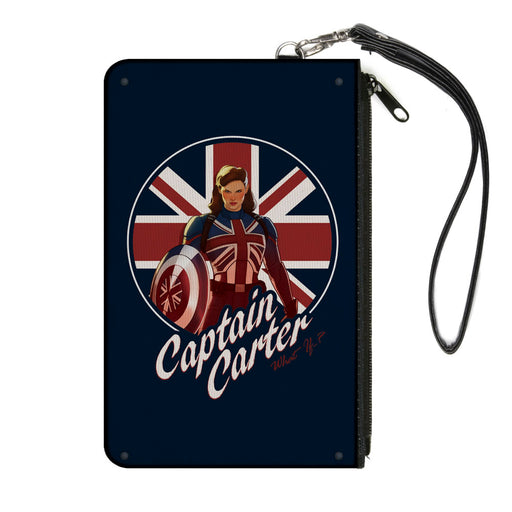 MARVEL STUDIOS WHAT IF Canvas Zipper Wallet - SMALL - Marvel Studios WHAT IF ? CAPTAIN CARTER Union Jack Pose Navy White Red Canvas Zipper Wallets Marvel Comics   