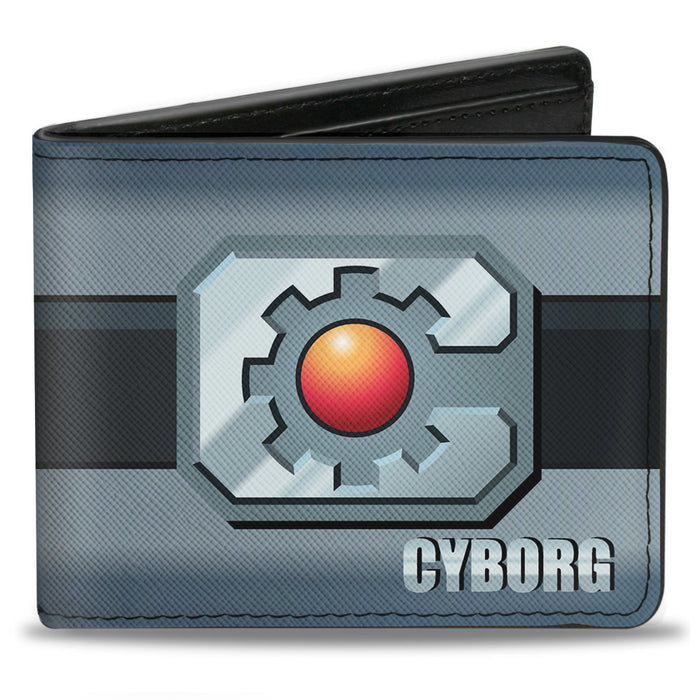 Bi-Fold Wallet - CYBORG Icon Stripe Grays Black Red Bi-Fold Wallets DC Comics   