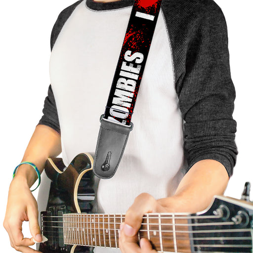 Guitar Strap - I "Heart" ZOMBIES Bold Splatter Black White Red Guitar Straps Buckle-Down   