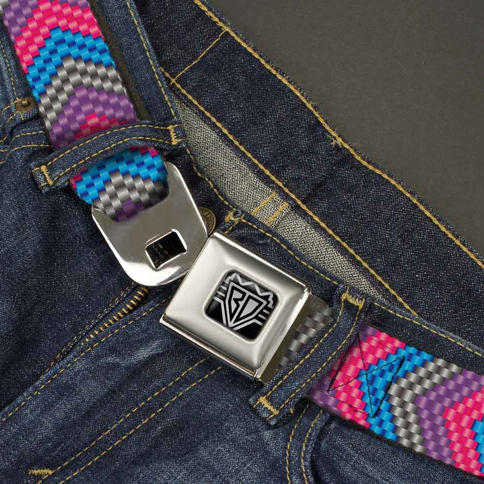 BD Wings Logo CLOSE-UP Full Color Black Silver Seatbelt Belt - Chevron Weave Gray/Lavender/Pink/Baby Blue Webbing Seatbelt Belts Buckle-Down   