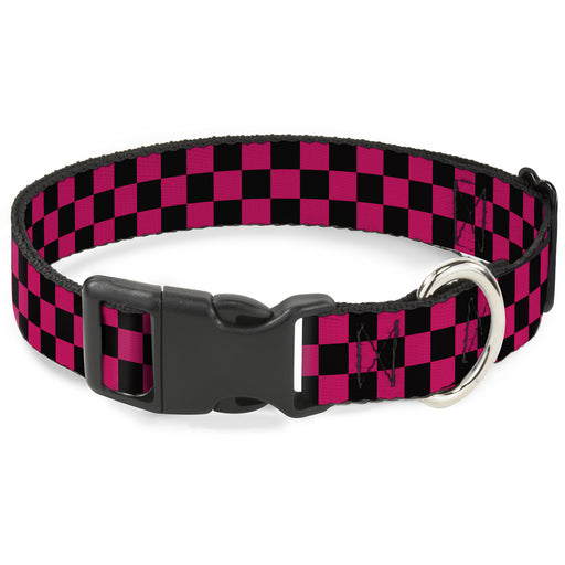 Plastic Clip Collar - Checker Black/Neon Pink Plastic Clip Collars Buckle-Down   