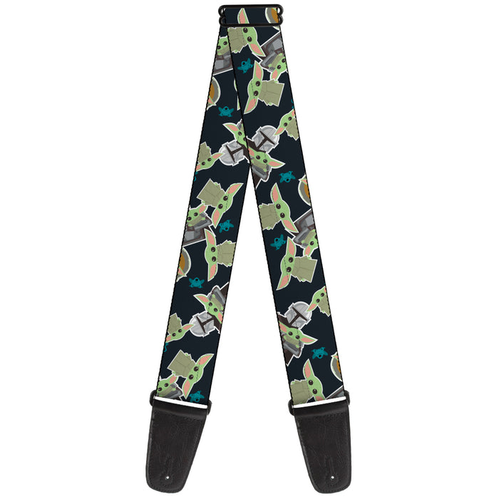Guitar Strap - Star Wars The Mandalorian The Child and Frog Icons Scattered Navy Guitar Straps Star Wars   