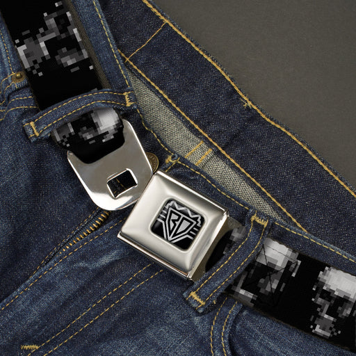 BD Wings Logo CLOSE-UP Full Color Black Silver Seatbelt Belt - Dark Knight Webbing Seatbelt Belts Buckle-Down   