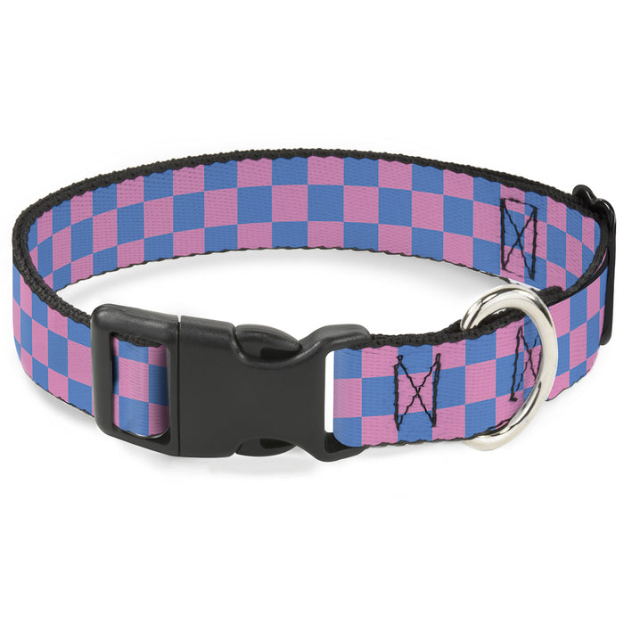 Plastic Clip Collar - Checker Baby Pink/Baby Blue Plastic Clip Collars Buckle-Down   
