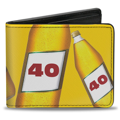 Bi-Fold Wallet - 40 Oz. Beer Bottles Yellow Bi-Fold Wallets Buckle-Down   