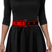 Cinch Waist Belt - Harley Quinn Diamonds Stripe Split Red Black Black Red Womens Cinch Waist Belts DC Comics   