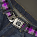 BD Wings Logo CLOSE-UP Full Color Black Silver Seatbelt Belt - Checker Mosaic Purple Webbing Seatbelt Belts Buckle-Down   