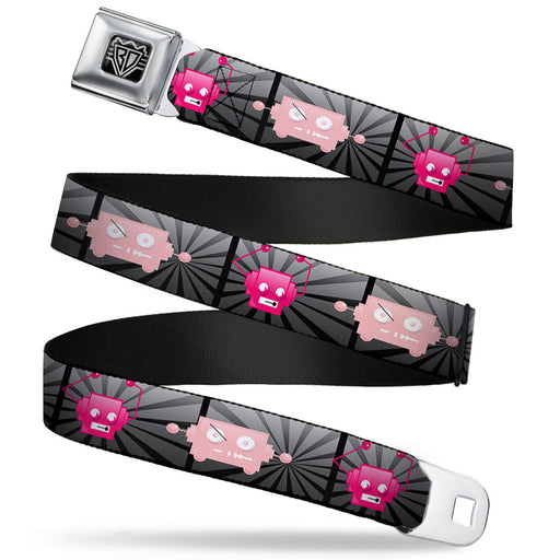 BD Wings Logo CLOSE-UP Full Color Black Silver Seatbelt Belt - Hot Beat Bot Pink Webbing Seatbelt Belts Buckle-Down   