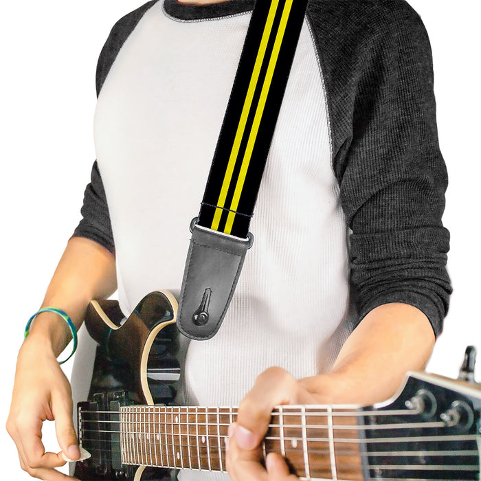Guitar Strap - Stripe Black Yellow Guitar Straps Buckle-Down   