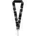 Lanyard - 1.0" - Geometric 3-D Skull Face Chevron Black Grays White Lanyards Buckle-Down   