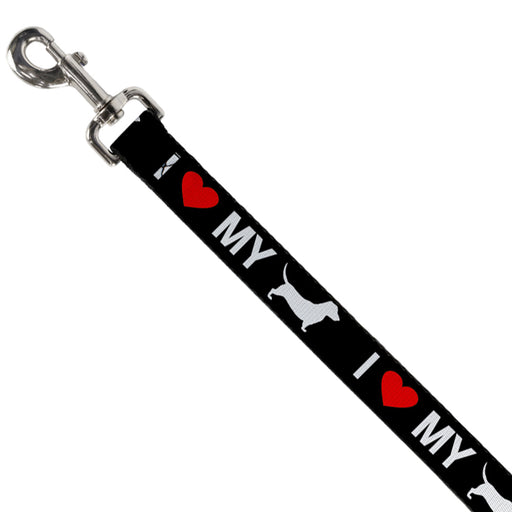 Dog Leash - I "HEART" MY "WIENER" Dog Silhouette Black/White/Red Dog Leashes Buckle-Down   