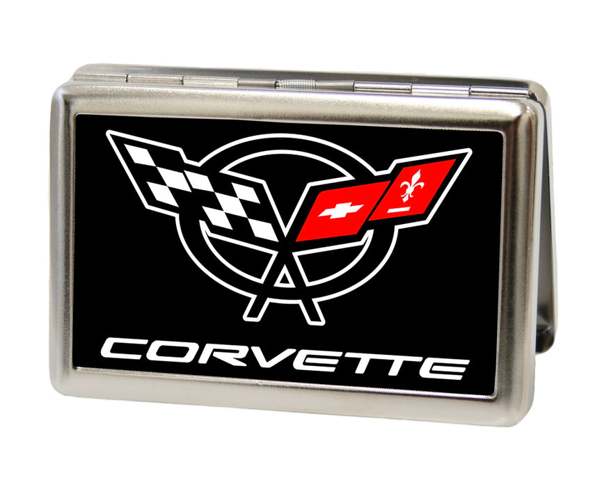 Business Card Holder - LARGE - Corvette FCG Black White Red Metal ID Cases GM General Motors   
