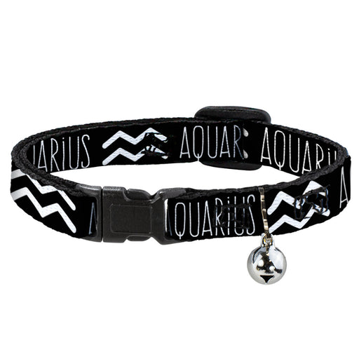 Cat Collar Breakaway - Zodiac AQUARIUS Symbol Black White Breakaway Cat Collars Buckle-Down   