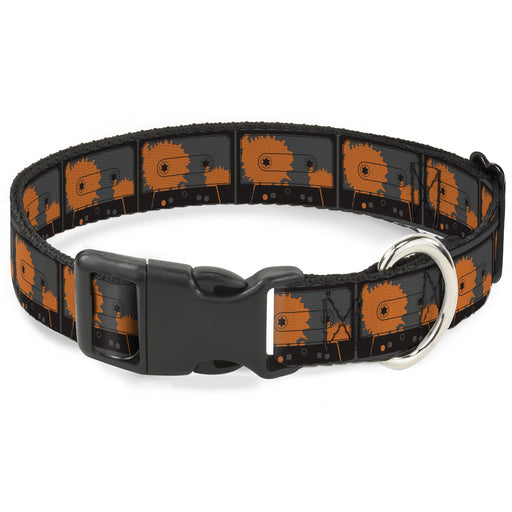Plastic Clip Collar - Cassette Splatter Gray/Orange Plastic Clip Collars Buckle-Down   
