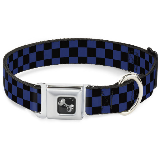 Dog Bone Seatbelt Buckle Collar - Checker Black/Royal 288C Seatbelt Buckle Collars Buckle-Down   