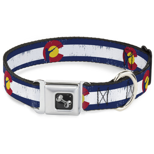 Dog Bone Seatbelt Buckle Collar - Colorado Flag/Fisher Weathered Seatbelt Buckle Collars Buckle-Down   