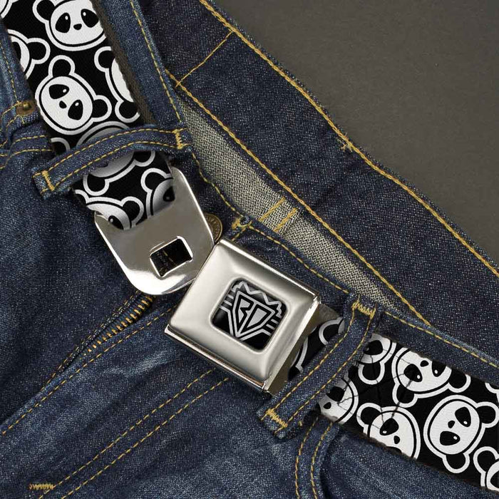 BD Wings Logo CLOSE-UP Full Color Black Silver Seatbelt Belt - Scattered Panda Bear Cartoon2 Black/White Webbing Seatbelt Belts Buckle-Down   