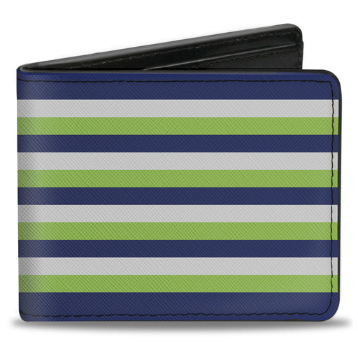 Bi-Fold Wallet - Fine Stripes White Neon Green Navy Bi-Fold Wallets Buckle-Down   
