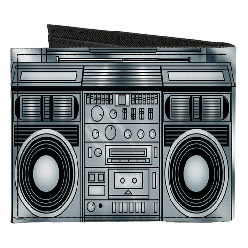 Canvas Bi-Fold Wallet - Boombox Grays Black Canvas Bi-Fold Wallets Buckle-Down   