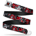 Harley Quinn Diamond Full Color Black Red Seatbelt Belt - Harley Quinn Poses/HAHAHA!/Diamonds/Hearts Halftone White/Black/Red Webbing Seatbelt Belts DC Comics   