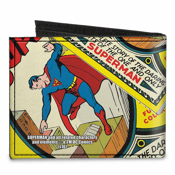 Canvas Bi-Fold Wallet - Classic SUPERMAN #1 Flying Cover Pose Canvas Bi-Fold Wallets DC Comics   