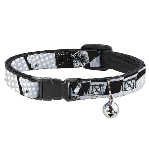 Cat Collar Breakaway - Grunge Checker Flag Black White Breakaway Cat Collars Buckle-Down   