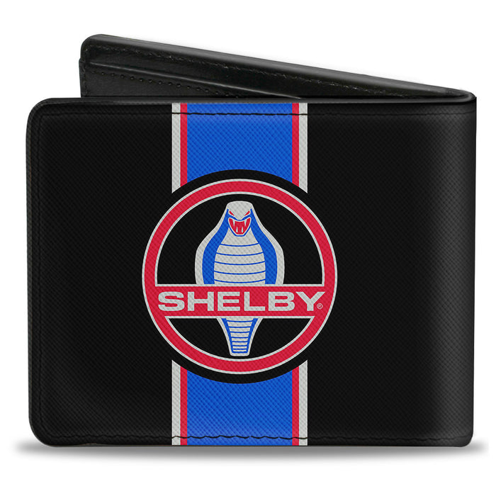 Bi-Fold Wallet - SHELBY Cobra Center Stripe Black Gray Red Blue Bi-Fold Wallets Carroll Shelby   