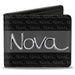 Bi-Fold Wallet - 1968-72 NOVA Script Emblem Stripe Repeat Black Gray Silver Bi-Fold Wallets GM General Motors   