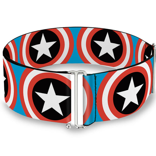 MARVEL COMICS Cinch Waist Belt - Captain America Shield Repeat Blue Womens Cinch Waist Belts Marvel Comics   