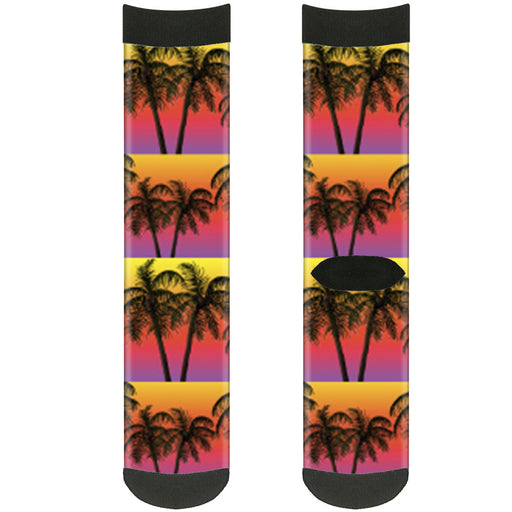 Sock Pair - Polyester - Palm Trees Sunset Fade Black - CREW Socks Buckle-Down   