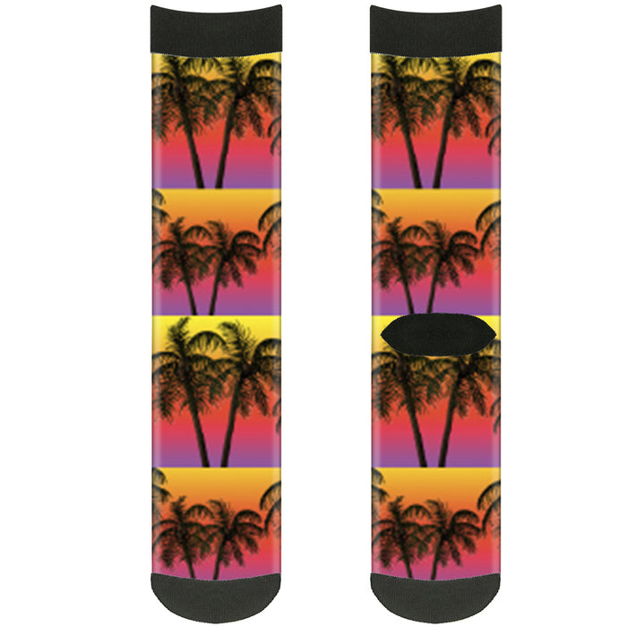 Sock Pair - Polyester - Palm Trees Sunset Fade Black - CREW Socks Buckle-Down   