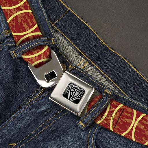 BD Wings Logo CLOSE-UP Full Color Black Silver Seatbelt Belt - Rings Camo Burnt Orange/Yellow Webbing Seatbelt Belts Buckle-Down   