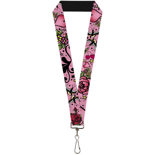 Lanyard - 1.0" - Mom & Dad CLOSE-UP Pink w Sparrows Lanyards Buckle-Down   