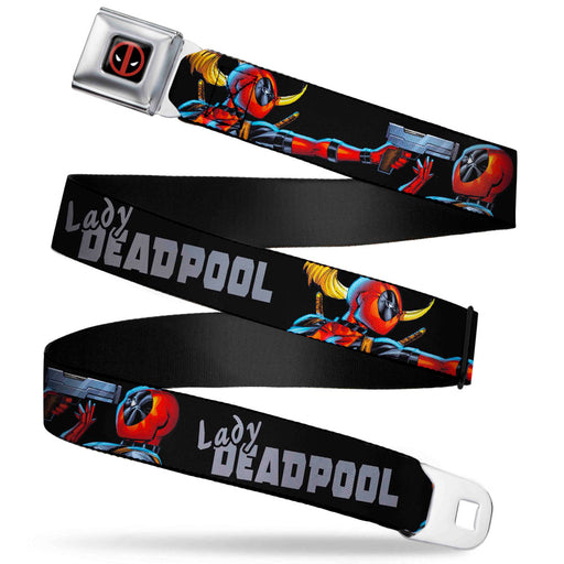 Deadpool Logo Full Color Black/Red/White Seatbelt Belt - Deadpool Corps Issue #2 LADY DEADPOOL/Deadpool Face Off Scene Black/Gray Webbing Seatbelt Belts Marvel Comics   