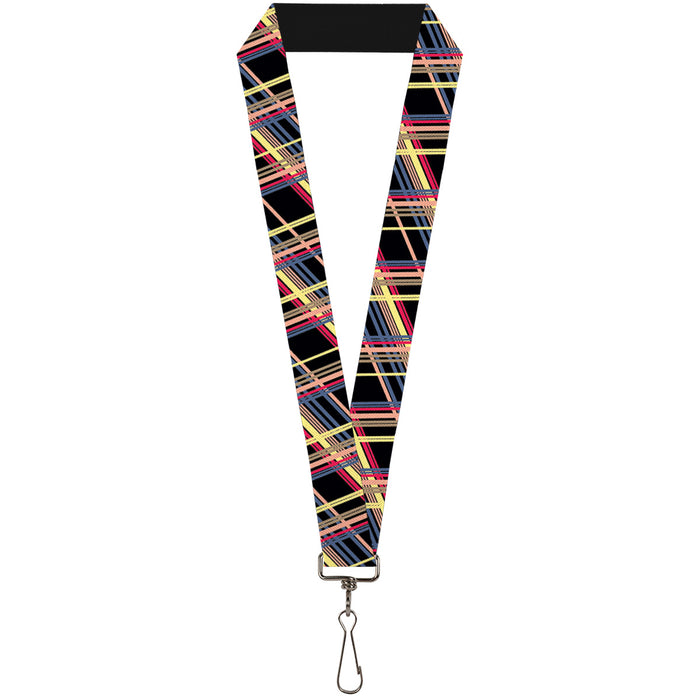 Lanyard - 1.0" - Plaid Black Yellow Red Blue Orange Lanyards Buckle-Down   