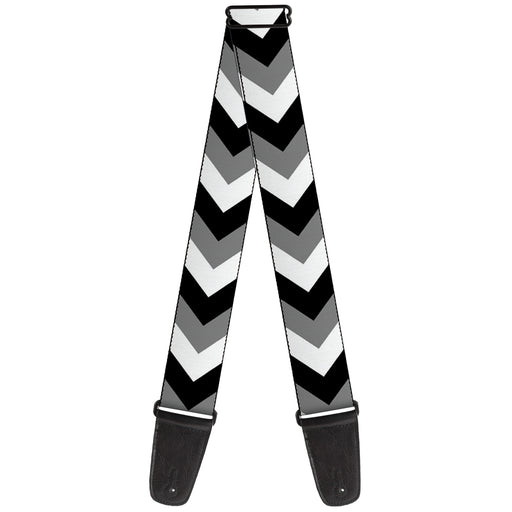 Guitar Strap - Chevron White Gray Black Guitar Straps Buckle-Down   