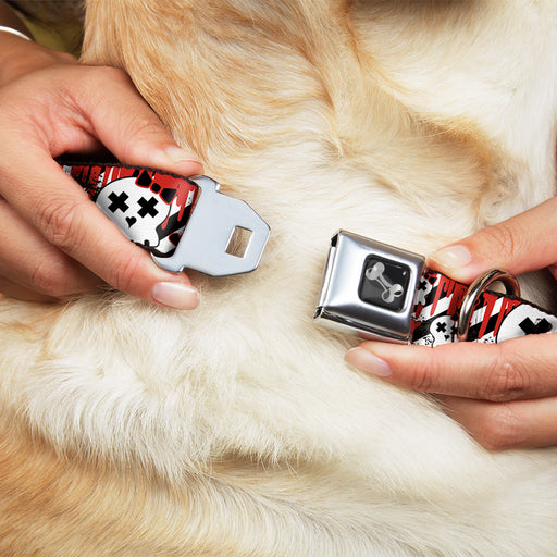 Dog Bone Seatbelt Buckle Collar - Girlie Skull Black/White w/Red Paint Drips Seatbelt Buckle Collars Buckle-Down   